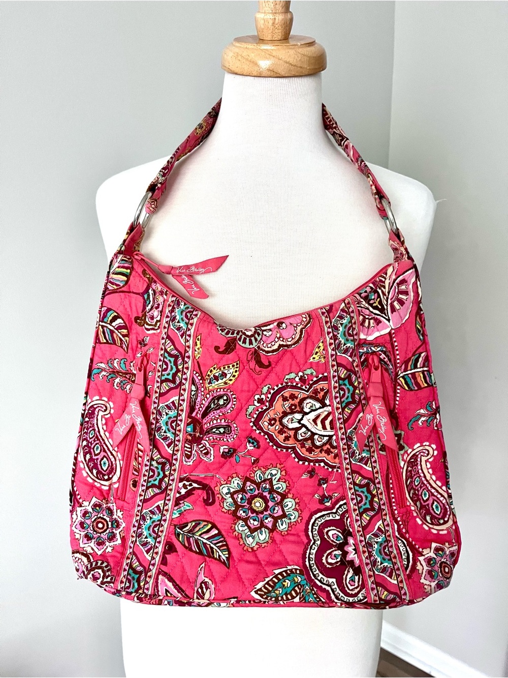 Vera Bradley “Call Me Coral” Lisa B Paisley Quilted Shoulder Bag